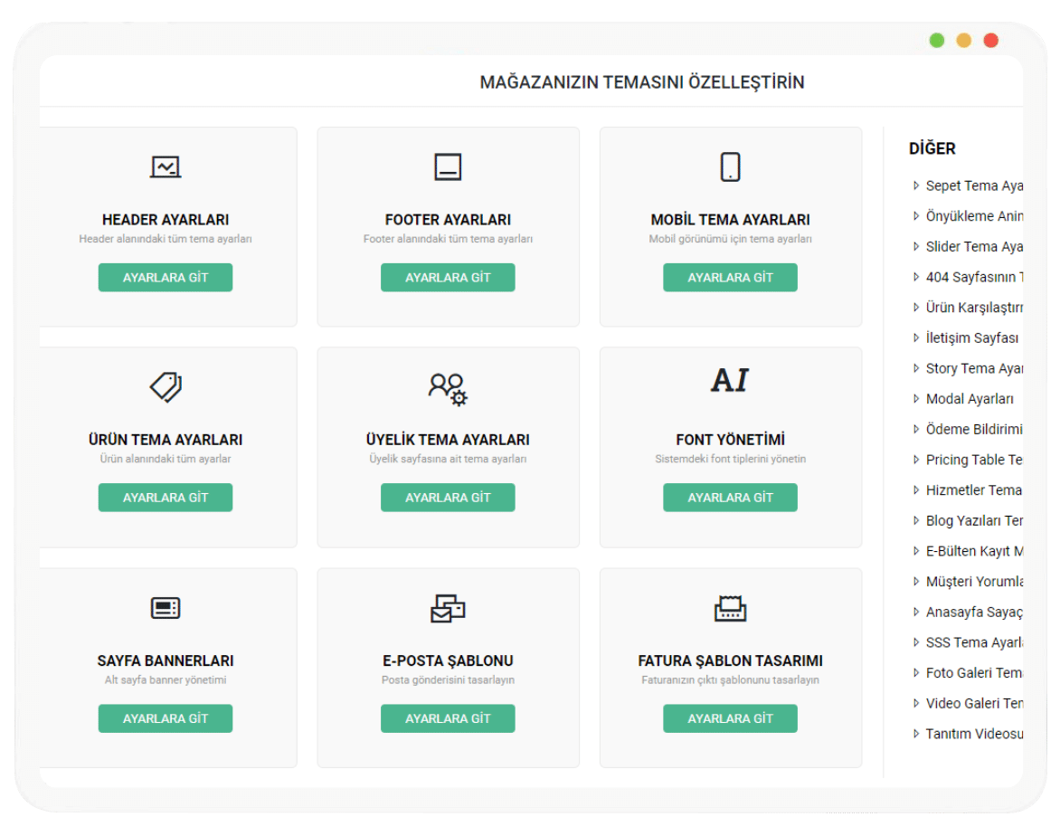 Eticaret Paketleri Genel Ayarları