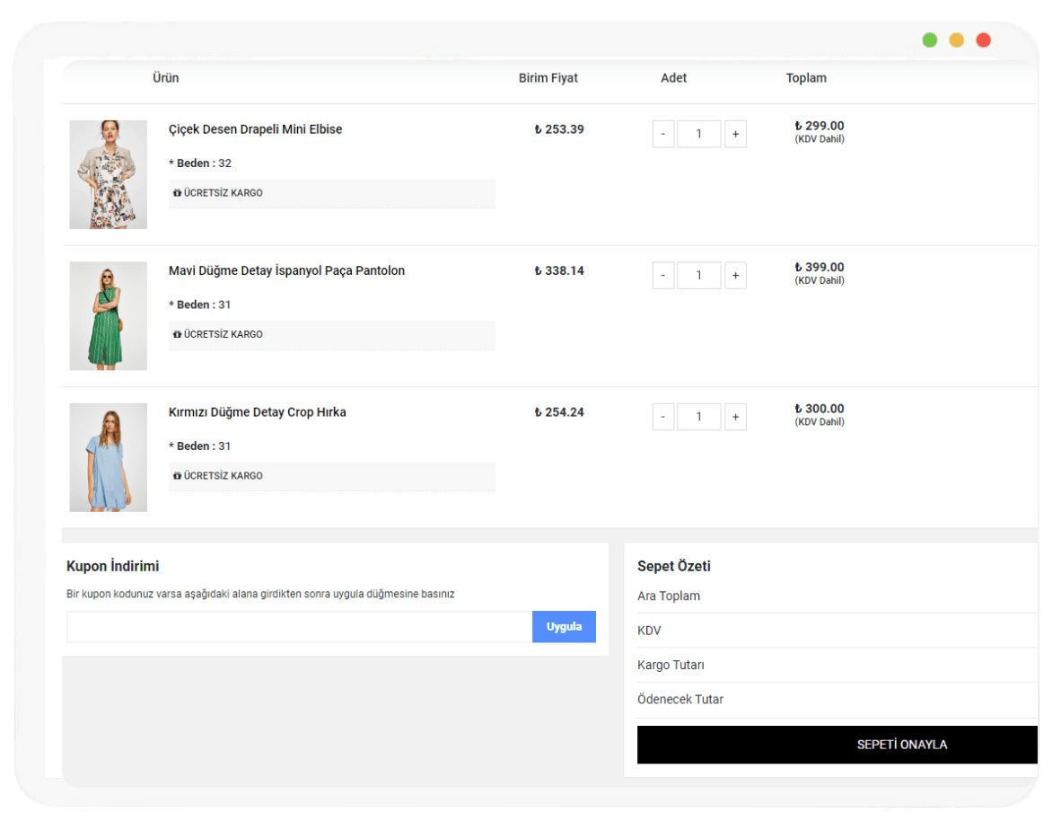 E-Ticaret Sepet Sayfası